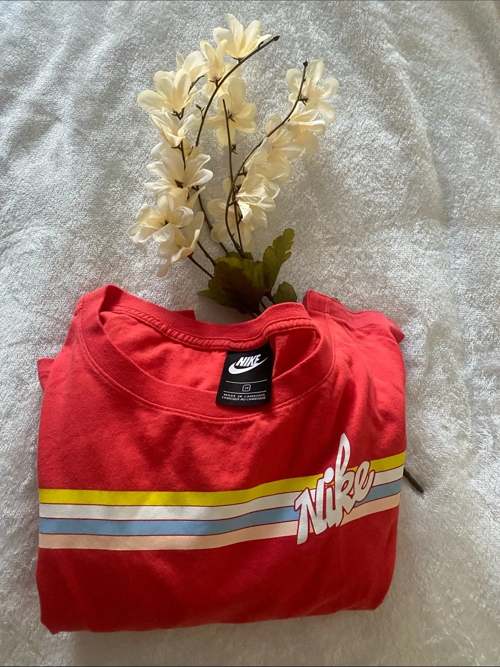 Nike Red Sleeveless Tie-Waist Romper with Multicolor Stripe